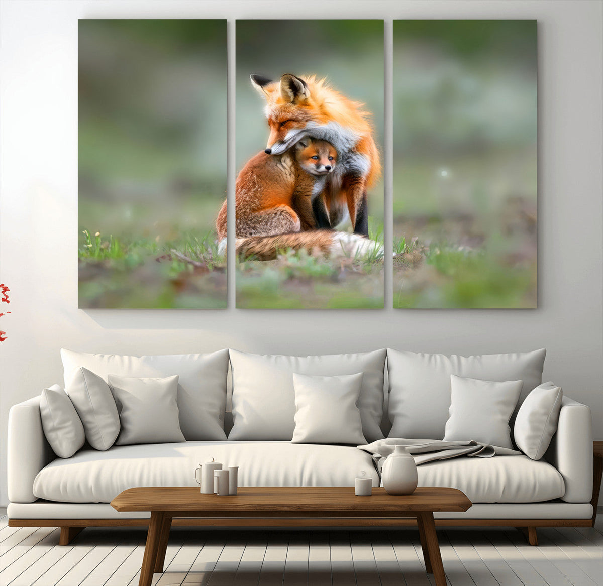 Heartwarming Fox and Baby Cub Wall Art | Ready to Hang
