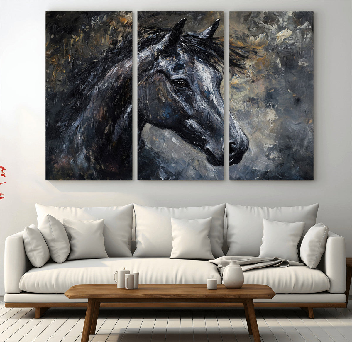 Large Abstract Horse Wall Art Canvas Print | Farmhouse Wall