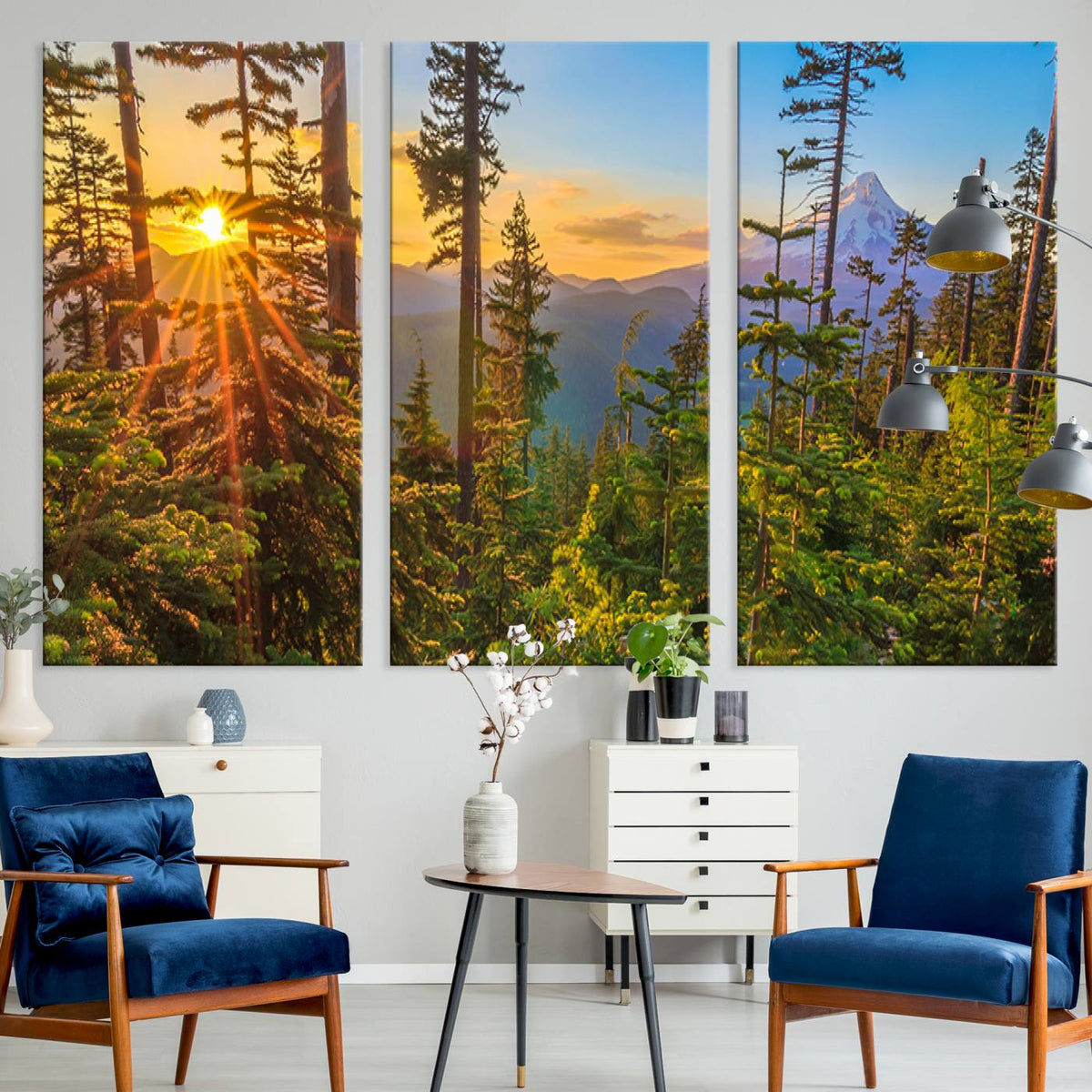 Forest Sunset Wall Art Canvas Print, Glowing Evening Light