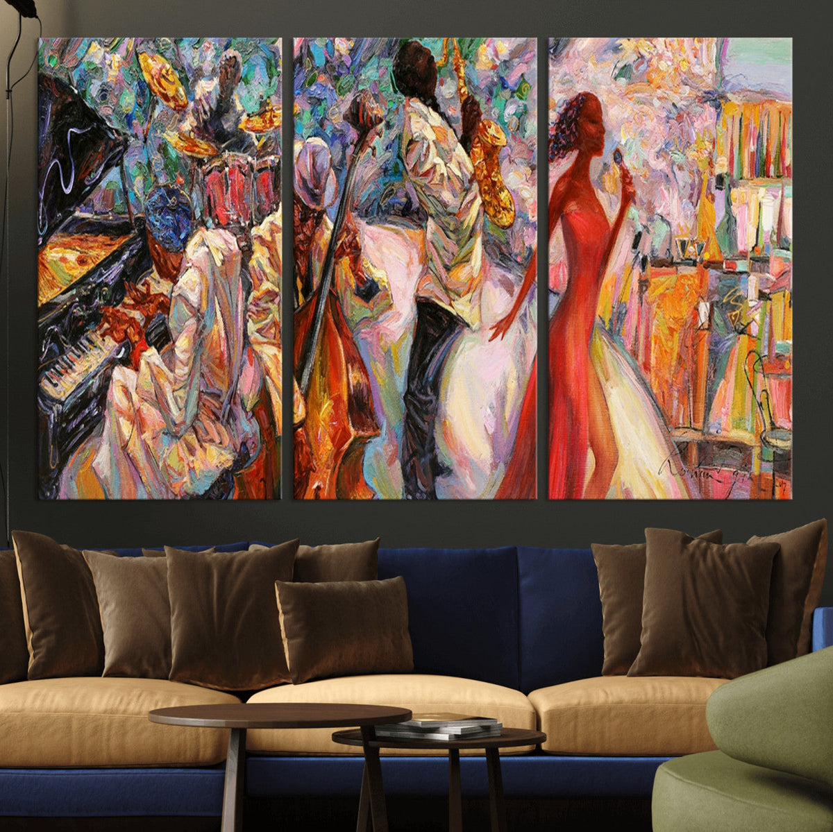 Abstract Afro American Jazz Canvas Wall Art | Music-Inspired