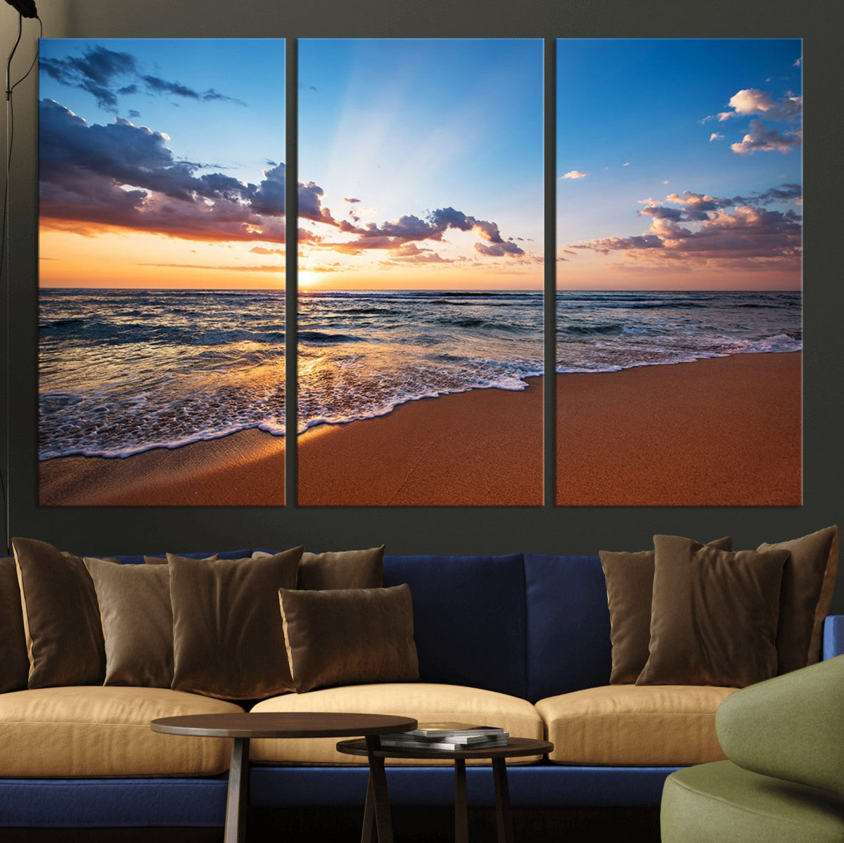 Serene Ocean Sunset Canvas Print, Golden Hour Beach Wall