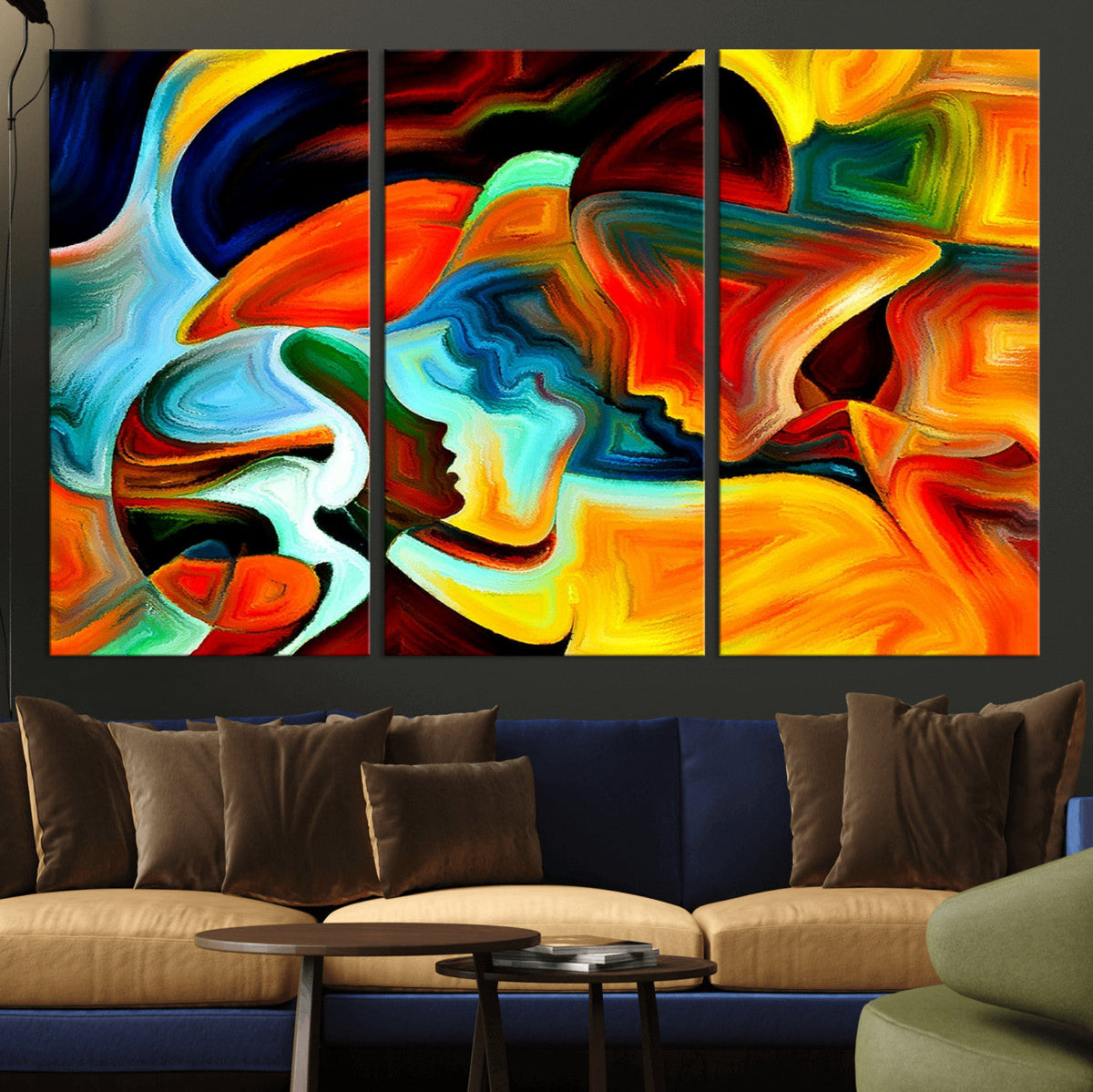 Human Love Figures Abstract Wall Art Canvas Print