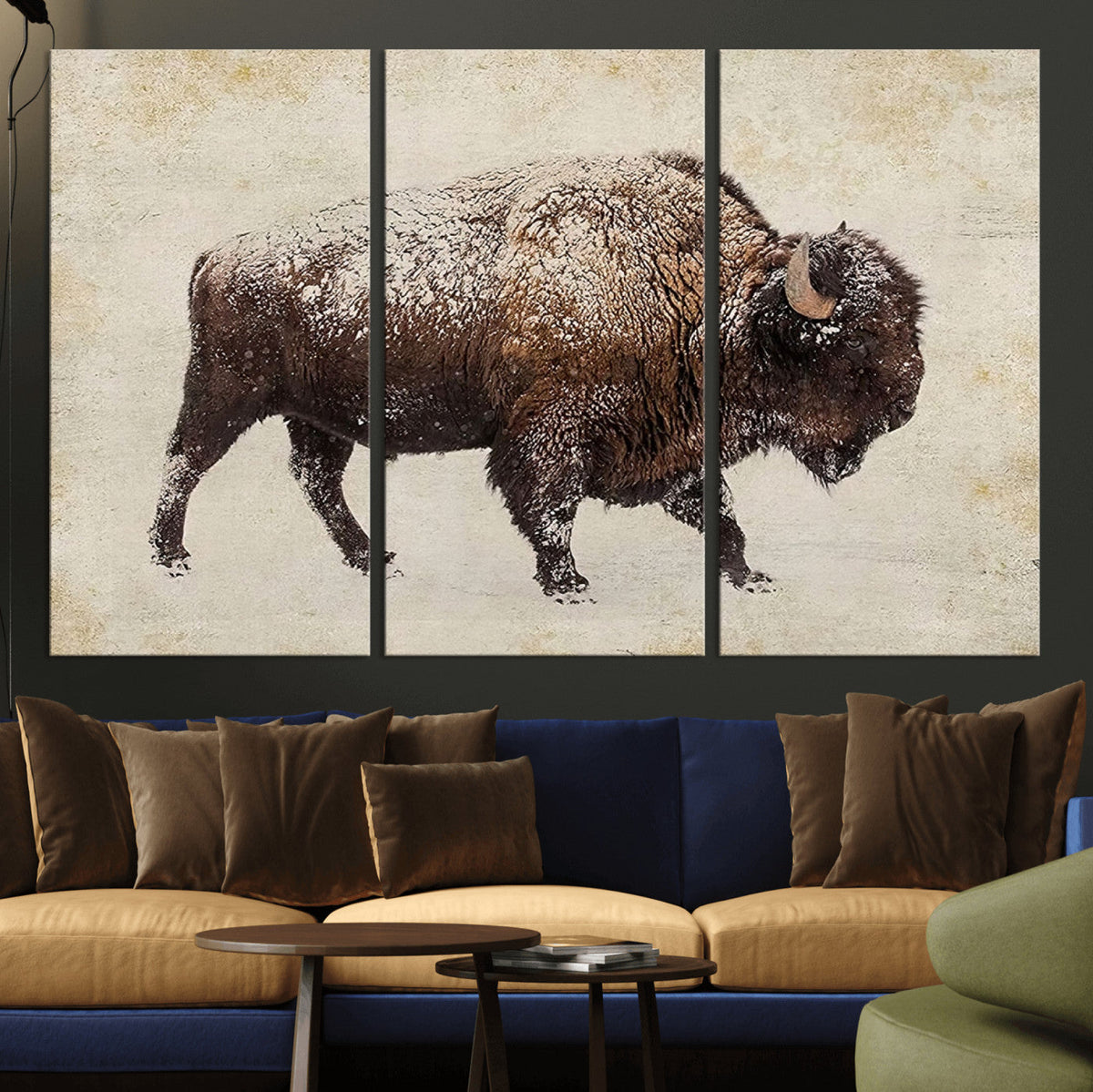Buffalo Wall Art, Western Bison Canvas Print, Rustic Buffalo