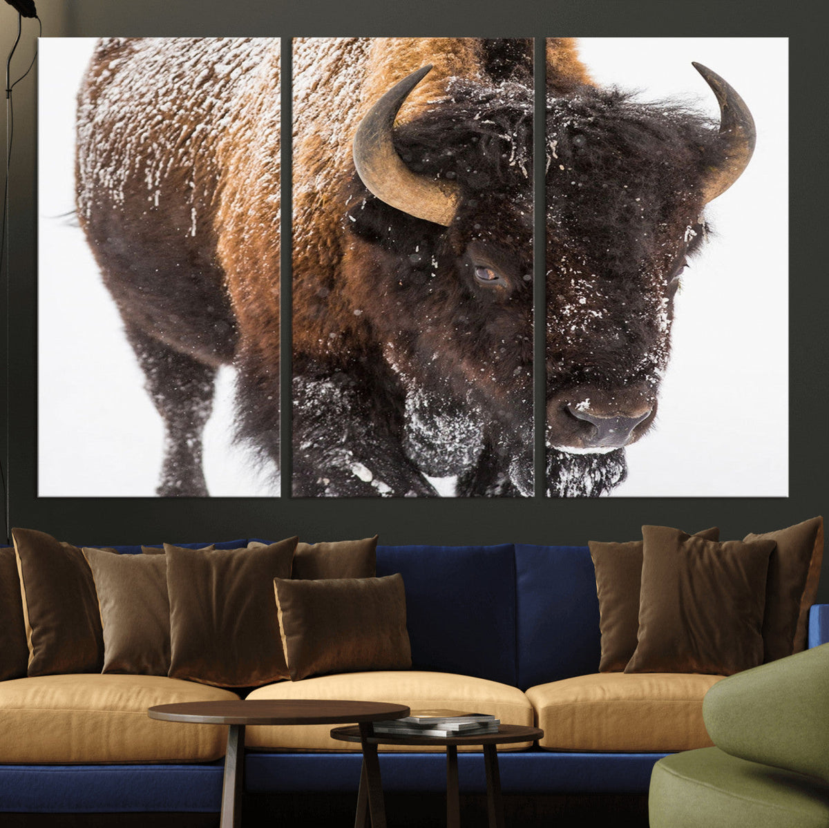 Bison Wall Art Canvas Print For Farmhouse, Wild Animal Wall