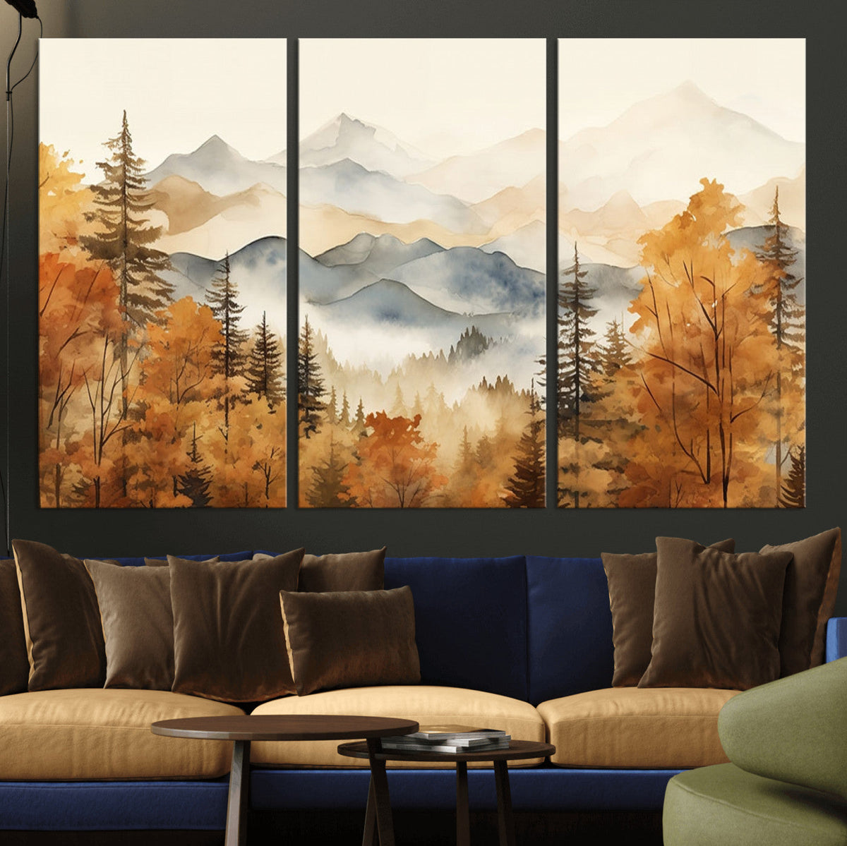 Golden Autumn Forest Wall Art Canvas | Mountain Landscape