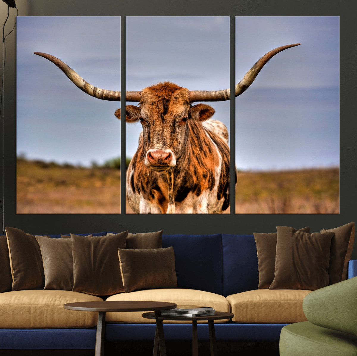 Texas Longhorn Wall Art Print, Framed Longhorn Cow Wall Art