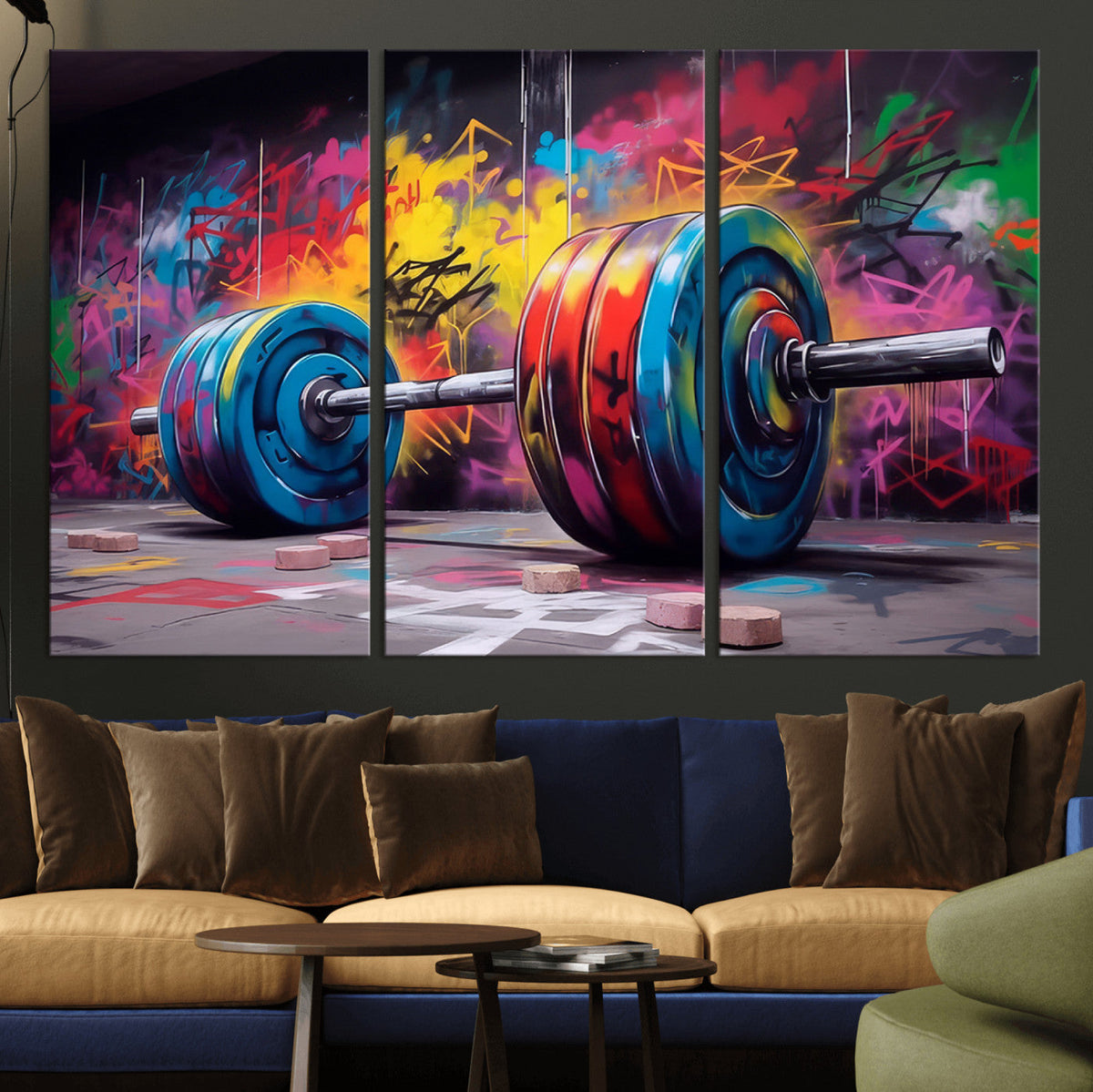 Abstract Graffiti Barbell Canvas Wall Art – Urban Fitness