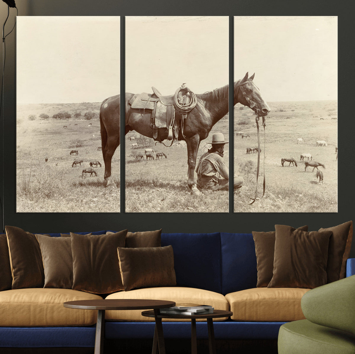 Cowboy Wall Art - Western Horse Canvas Print - Vintage