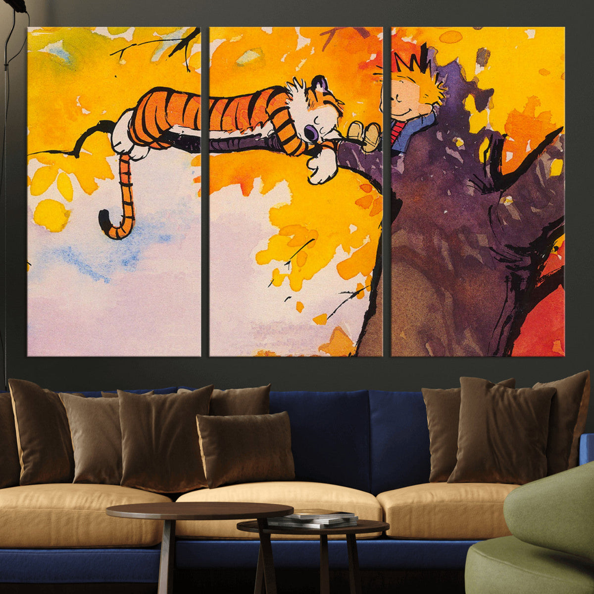 Calvin and Hobbes Tree Scene Canvas Print | 3 Panel Large