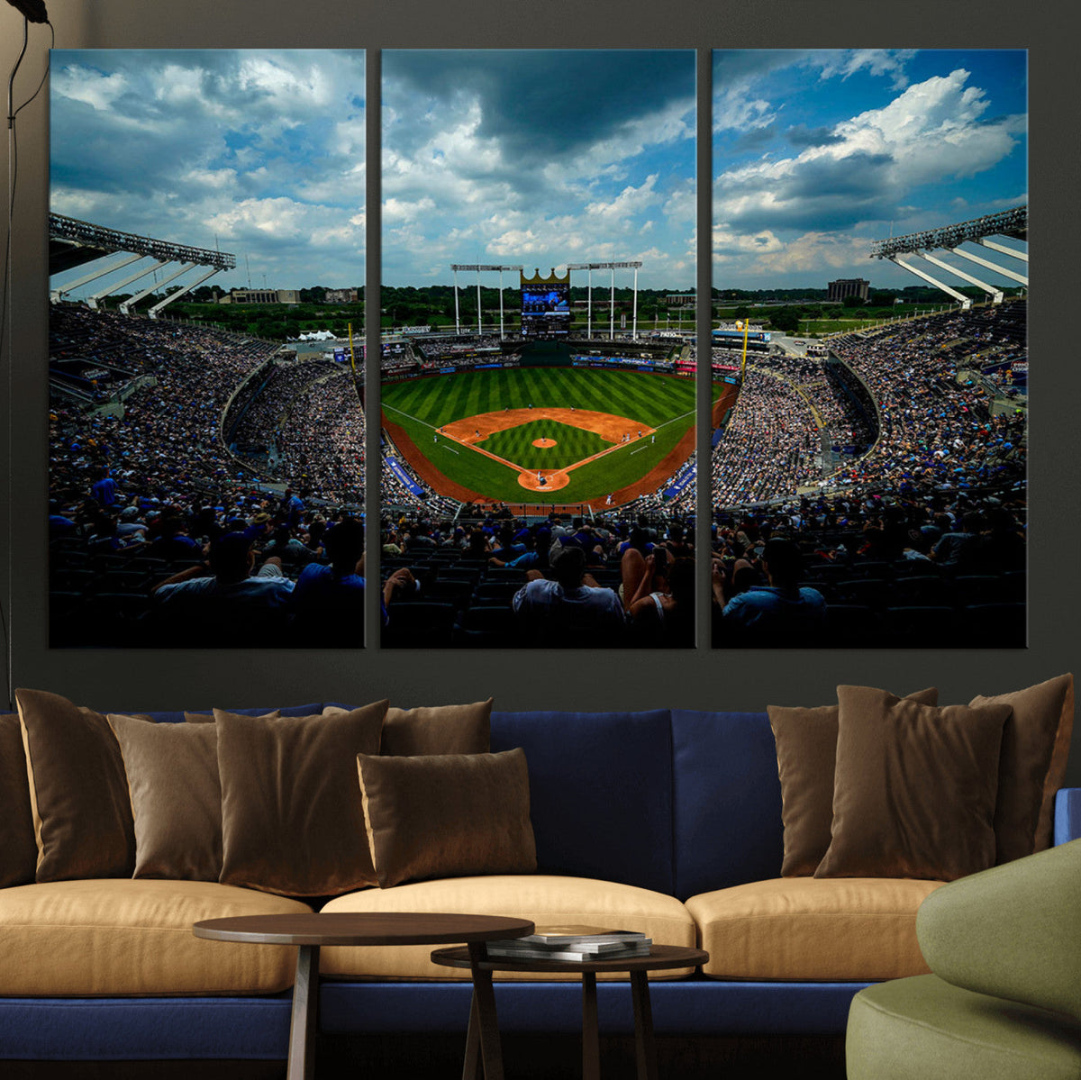 3-Panel Kauffman Stadium Wall Art Print | Large Kansas City