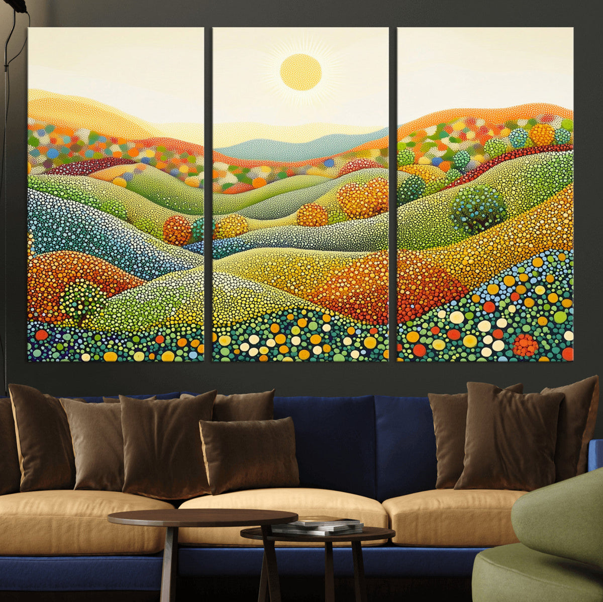 YAYOI KUSAMA Wall Art - Colorful Dot Art Landscape Canvas,