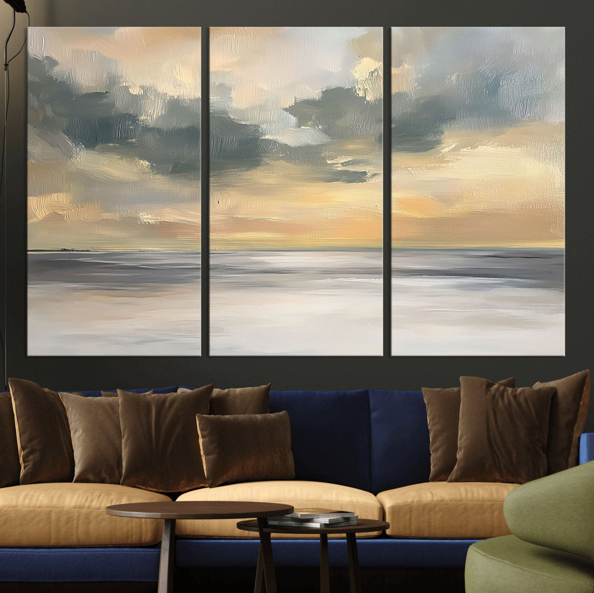 Modern Coastal Artwork with Vibrant Abstract Ocean Waves