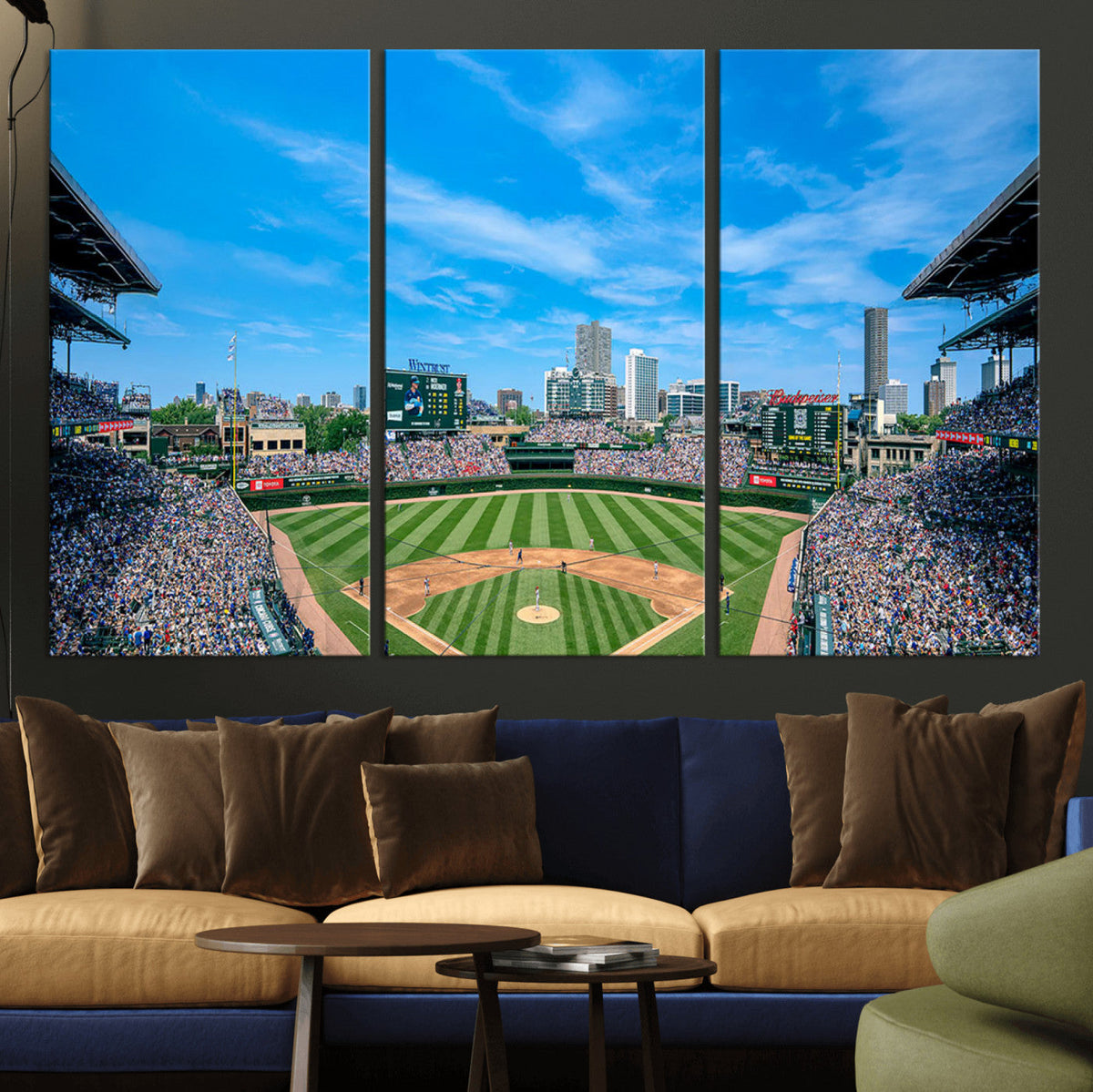 Wrigley Field Chicago Cubs Panoramic Art Multi-Piece Canvas