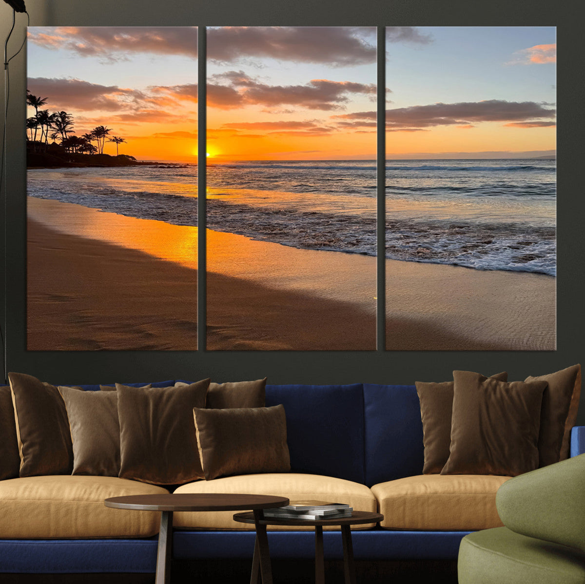 Tropical Beach Wall Art – Framed Sunset Ocean Canvas