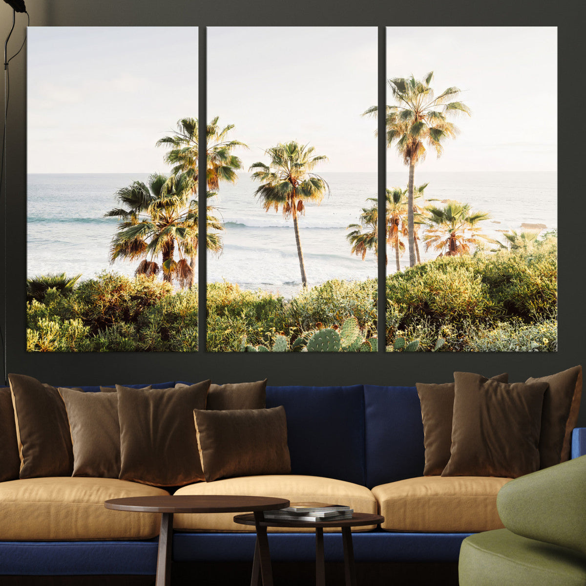 California Coast Palm Trees Wall Art Canvas Print – Framed