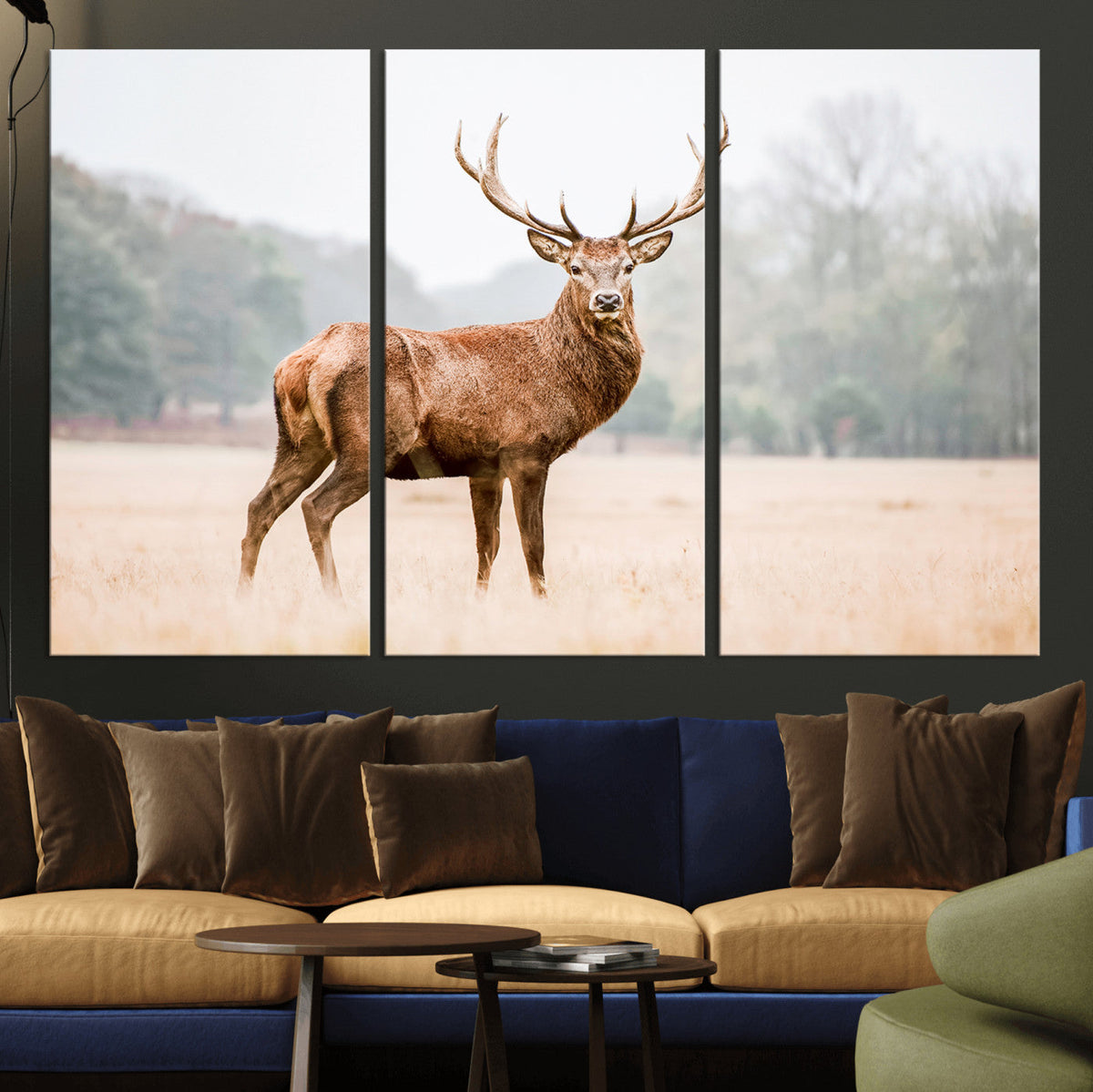 Vintage Wildlife Wall Art Canvas Print – Misty Landscape