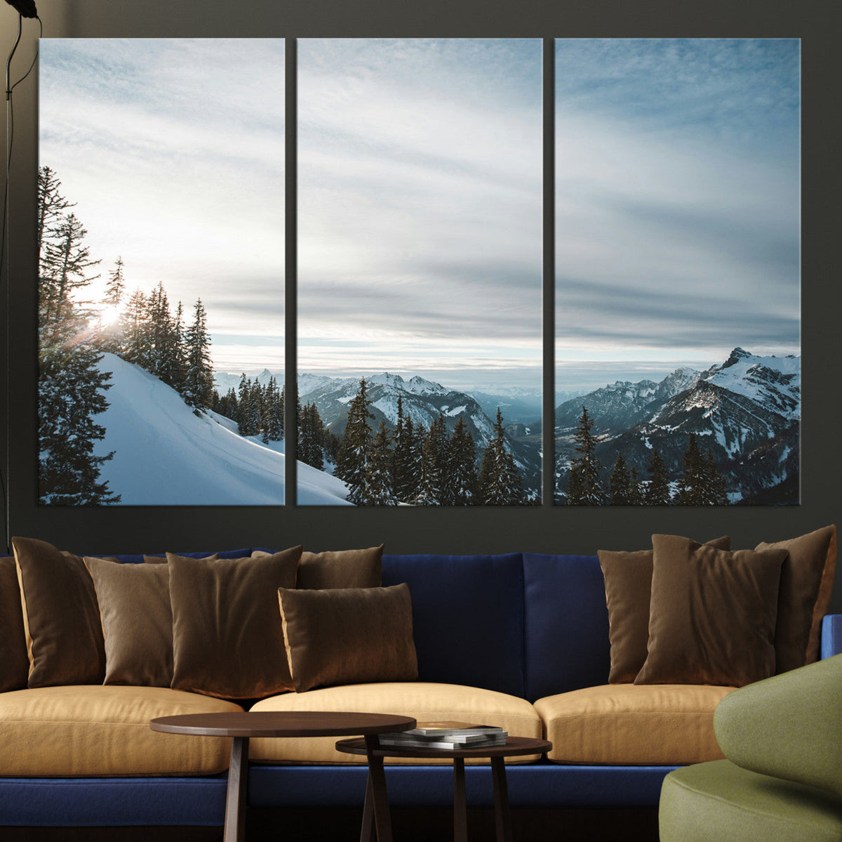 Snowy Mountain Wall Art Canvas Print – Frosty Peaks Alpine