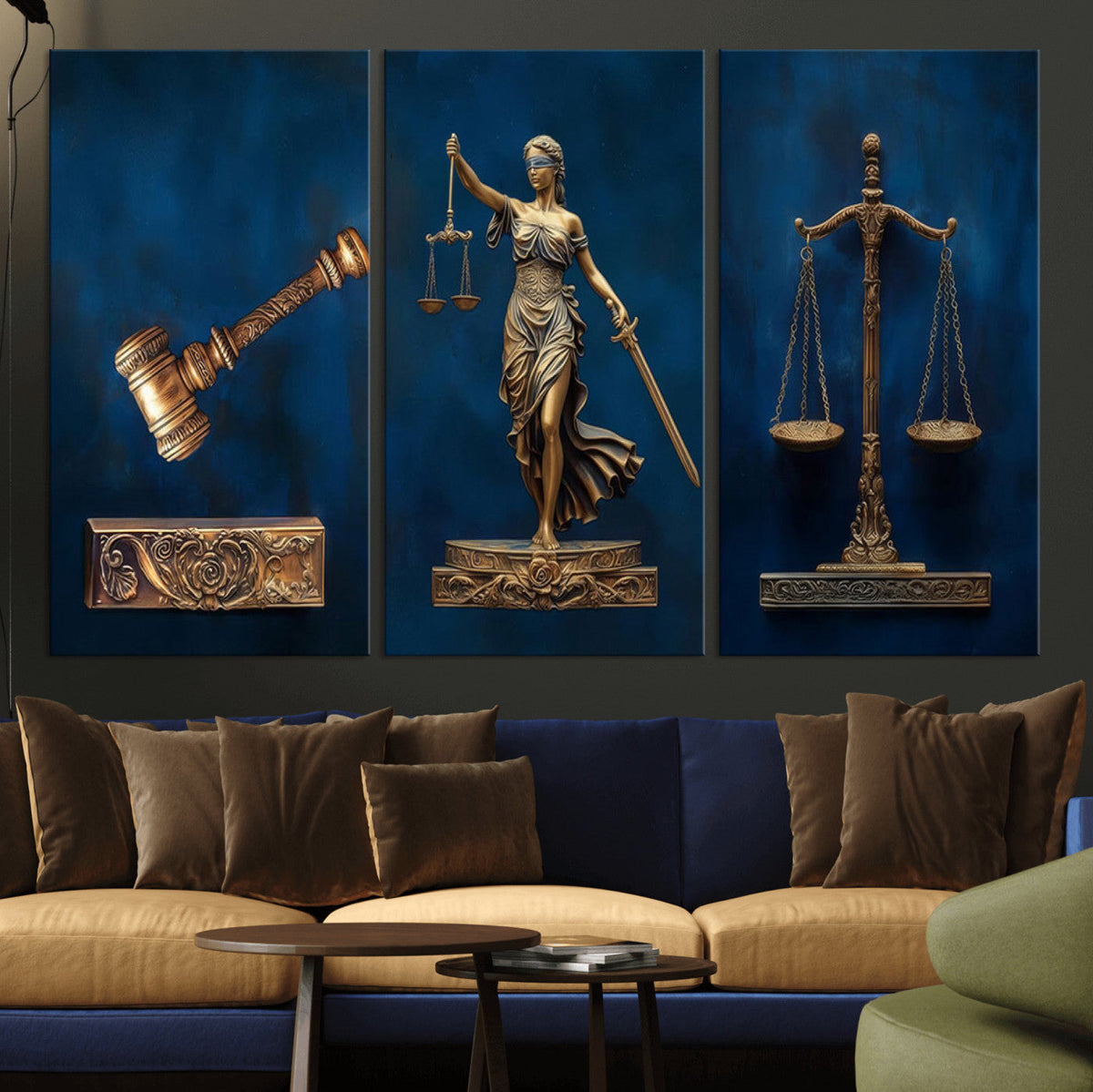 Lady Justice Wall Art Canvas Print – Elegant Gold Legal