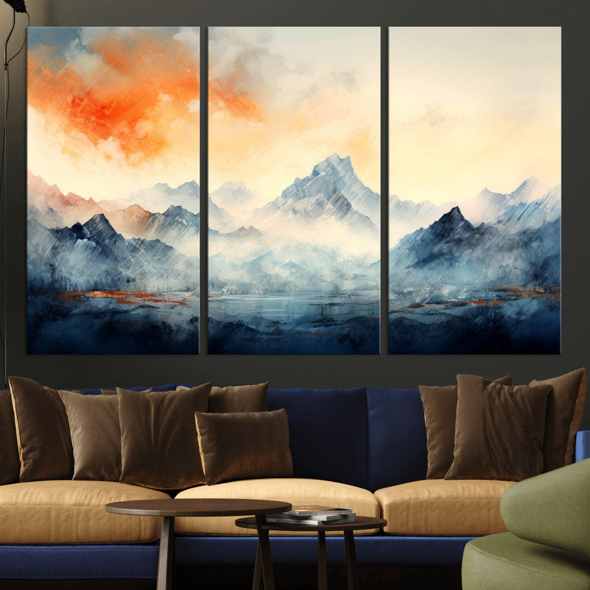 Warm Clouds Abstract Mountain Wall Art Canvas Print