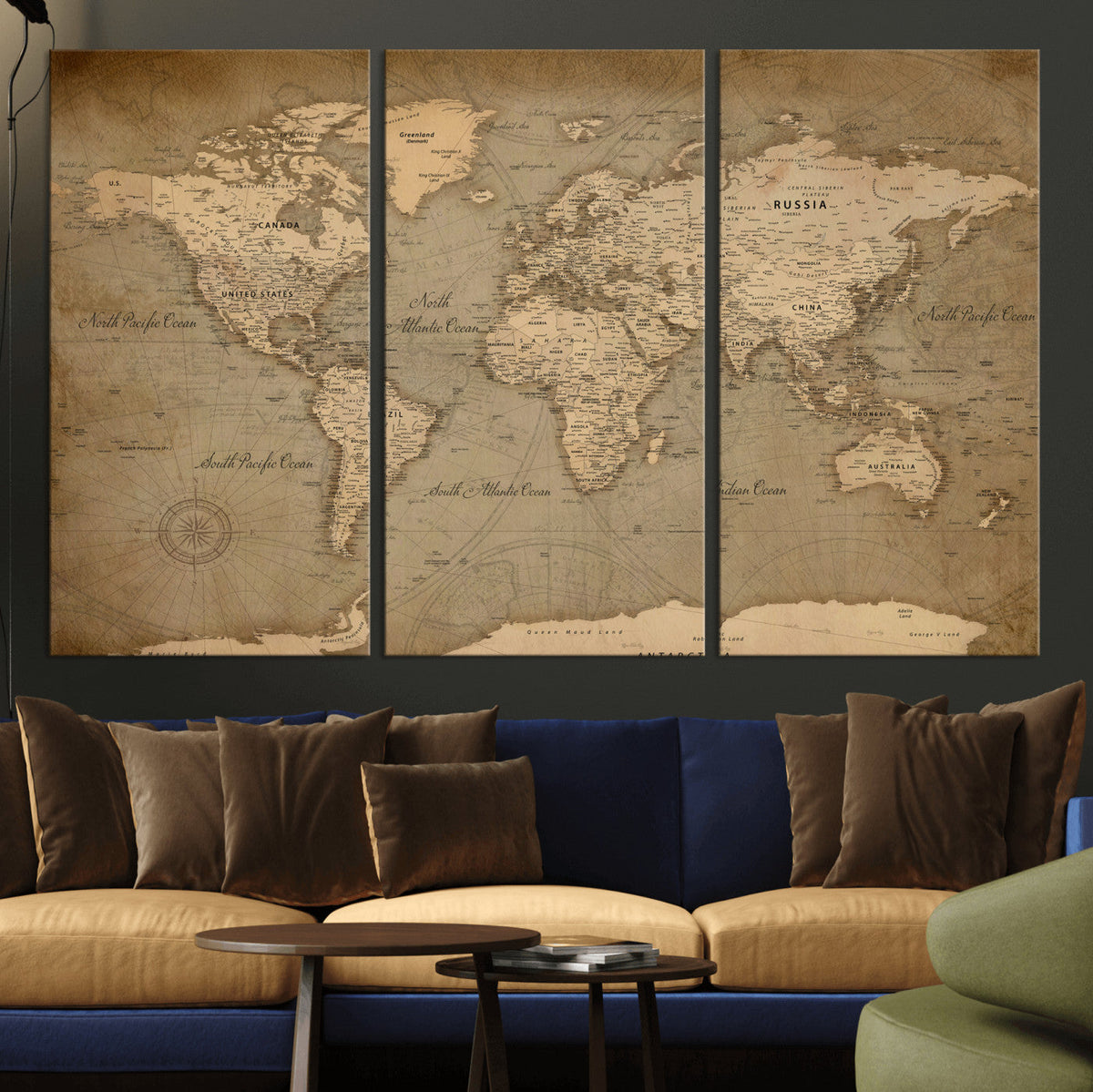 World Map Canvas Print – Framed Travel Map Wall Art for