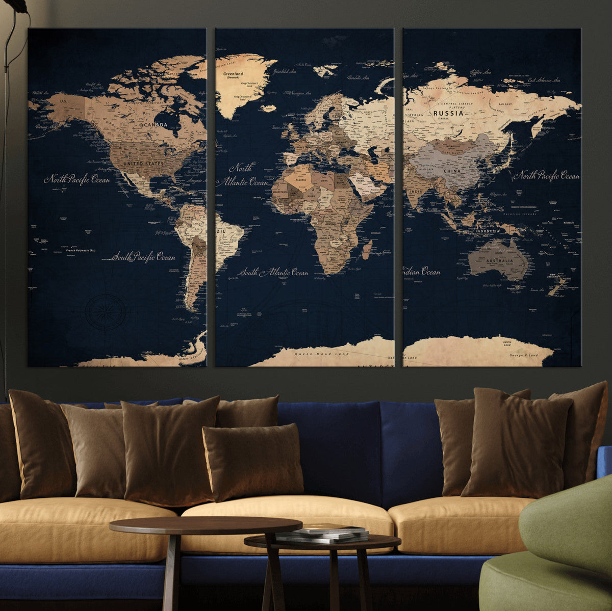 World Map Canvas Print – Detailed Map of the World Wall Art