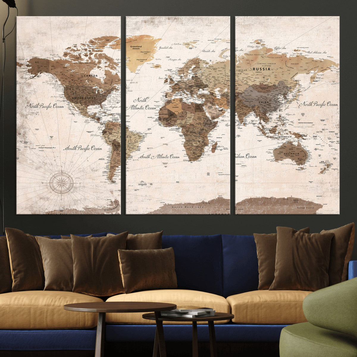 World Map Canvas Print – Framed Travel Map Wall Art for
