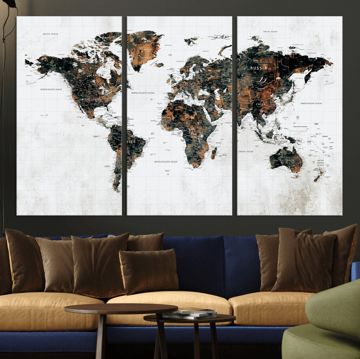 Large World Map Canvas Print – Framed Travel Map Wall Art