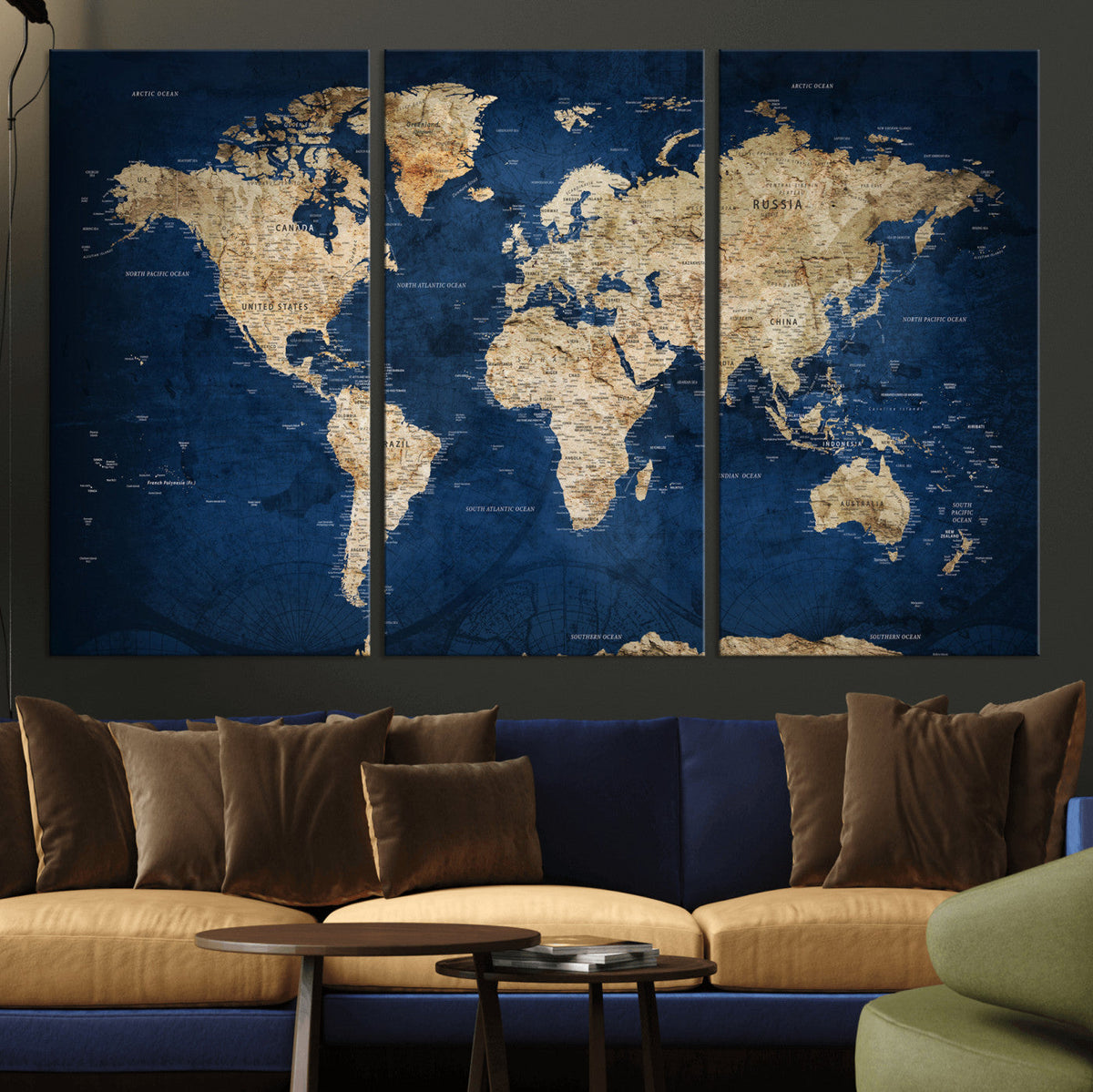 World Map Canvas Print – Framed Travel Map Wall Art for