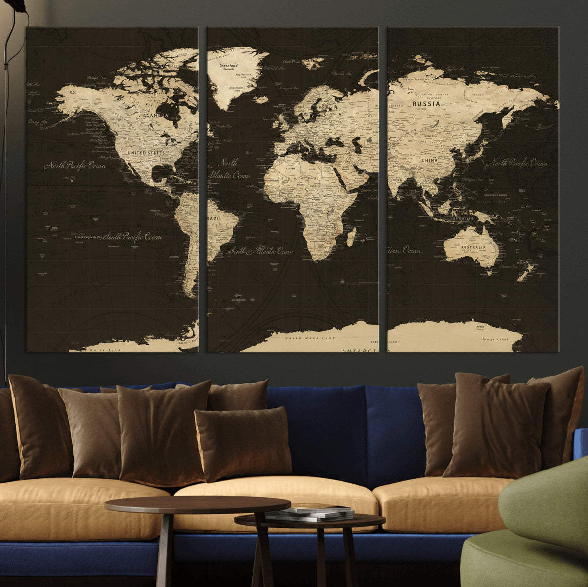 World Map Canvas Print – Framed World Map Wall Art for