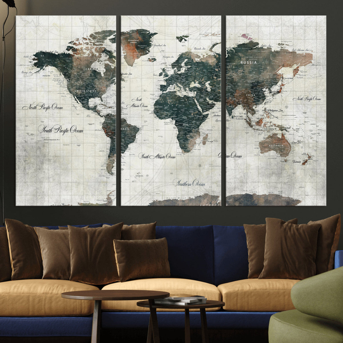 World Map Canvas Print – Framed Travel Map Wall Art for