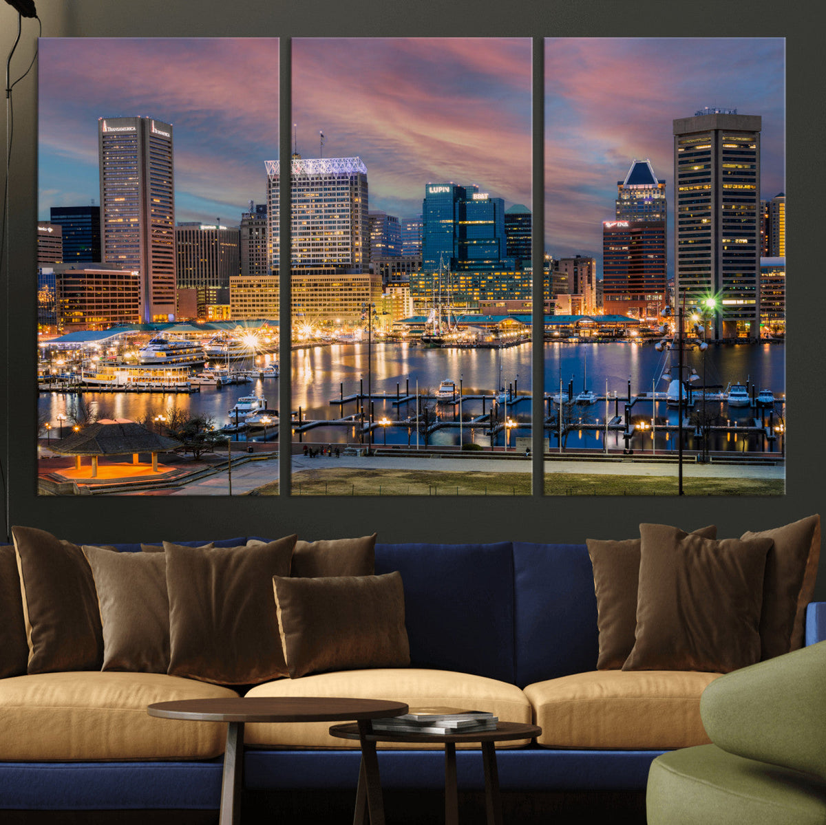 Baltimore Skyline Wall Art Canvas Print, Baltimore Downtown