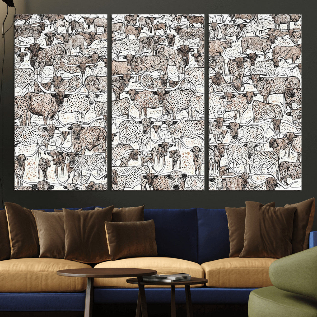 Abstract Texas Cow Wall Art Canvas Print - Farm Longhorn