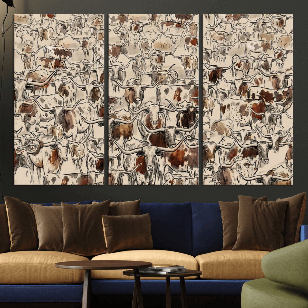 Abstract Longhorn Wall Art Canvas Print - Farm Animal