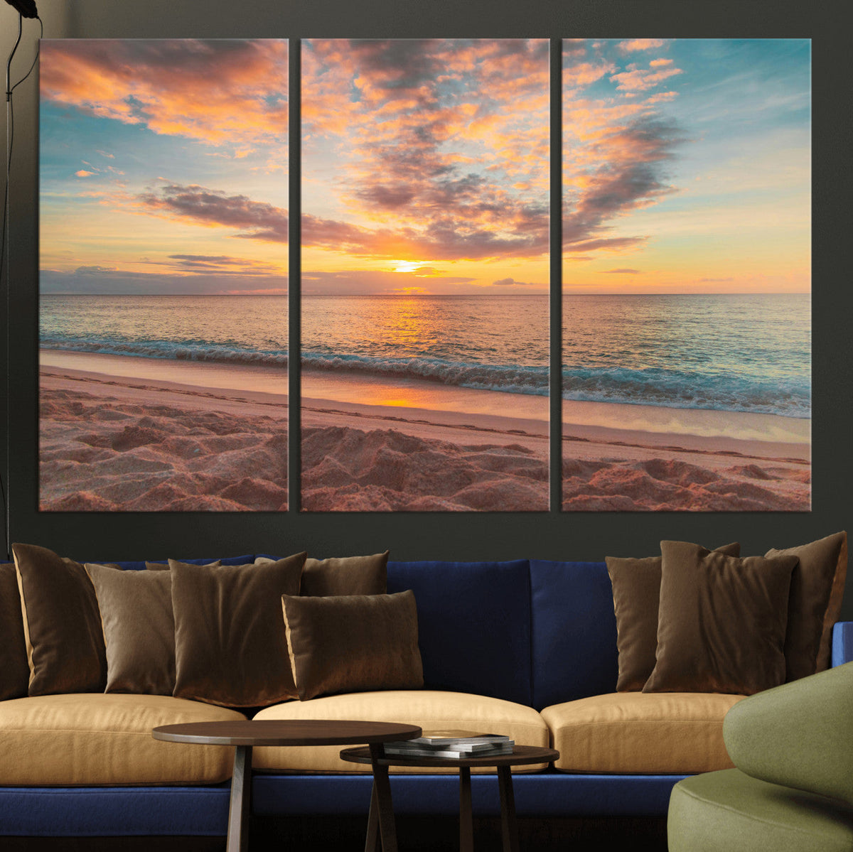 Sunset Beach Wall Art Canvas Print – Soft Coastal