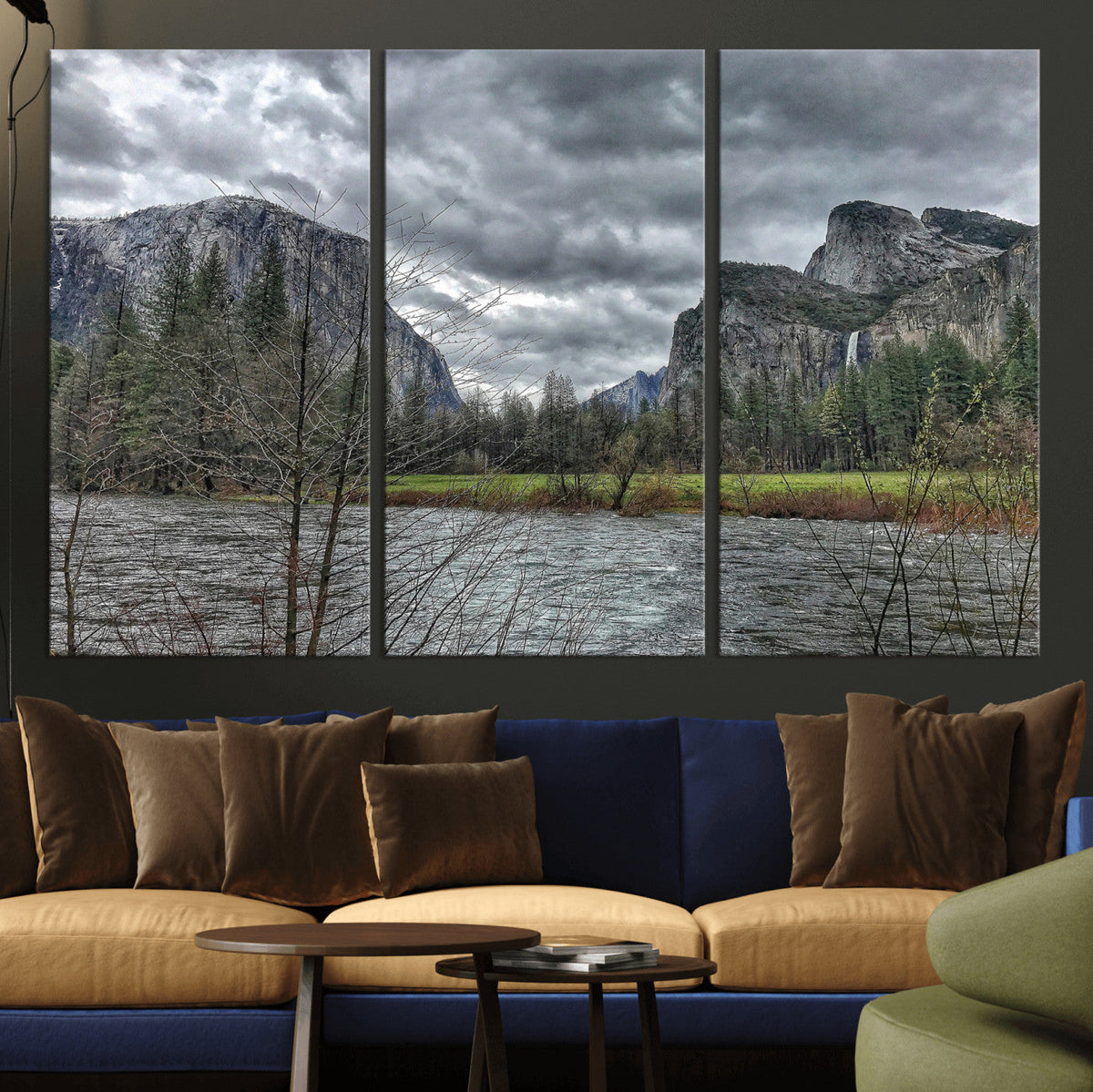 Yosemite Valley River Wall Art Canvas Print, Granite Cliffs
