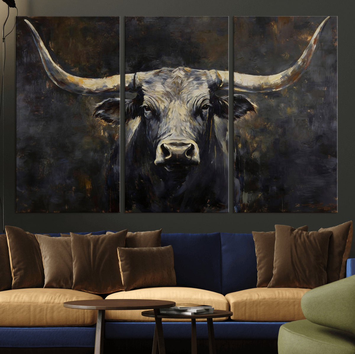 Rustic Longhorn Bull Wall Art Canvas Print – Vintage Western