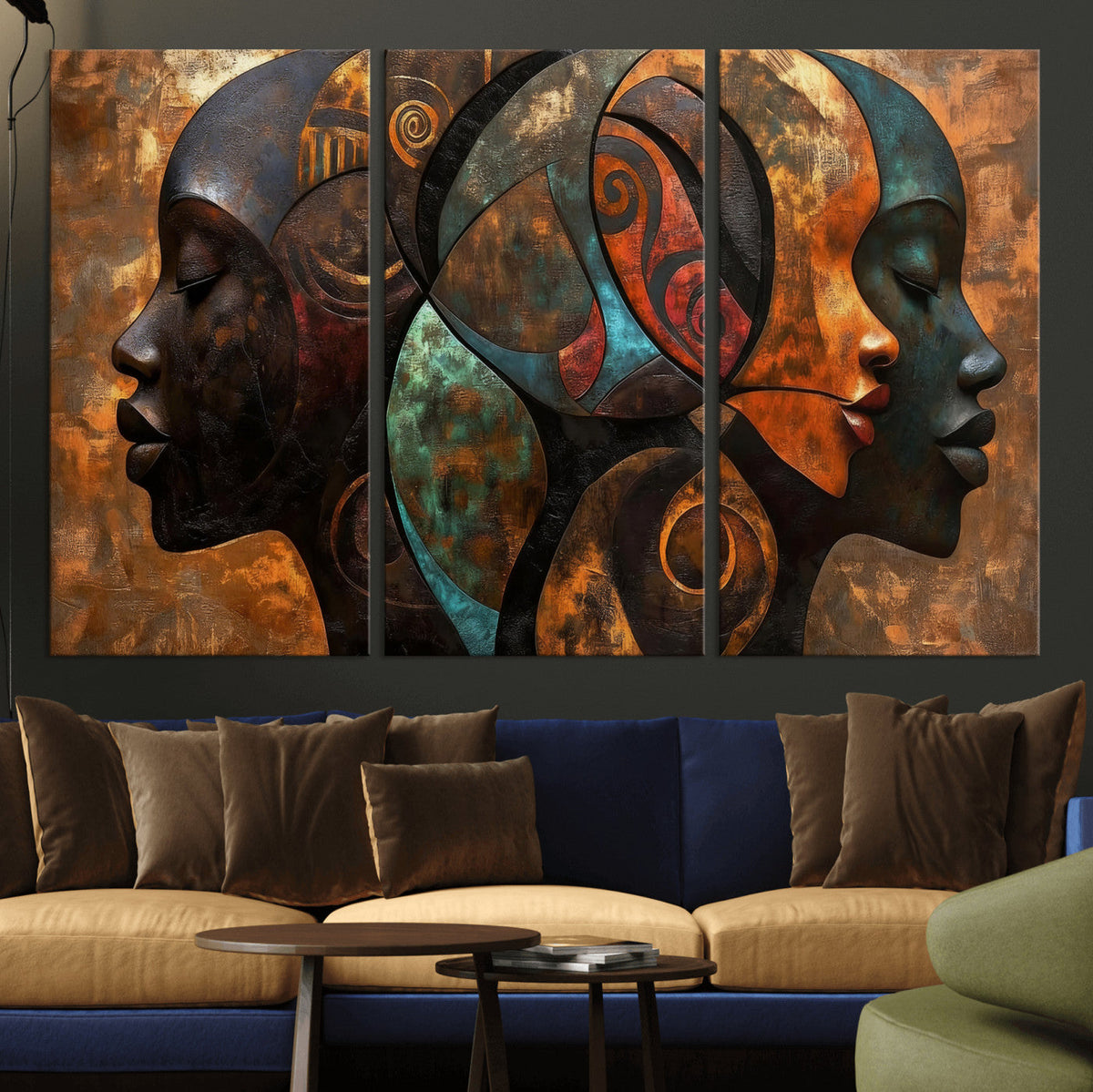 Abstract Afro American Women Wall Art Canvas Print
