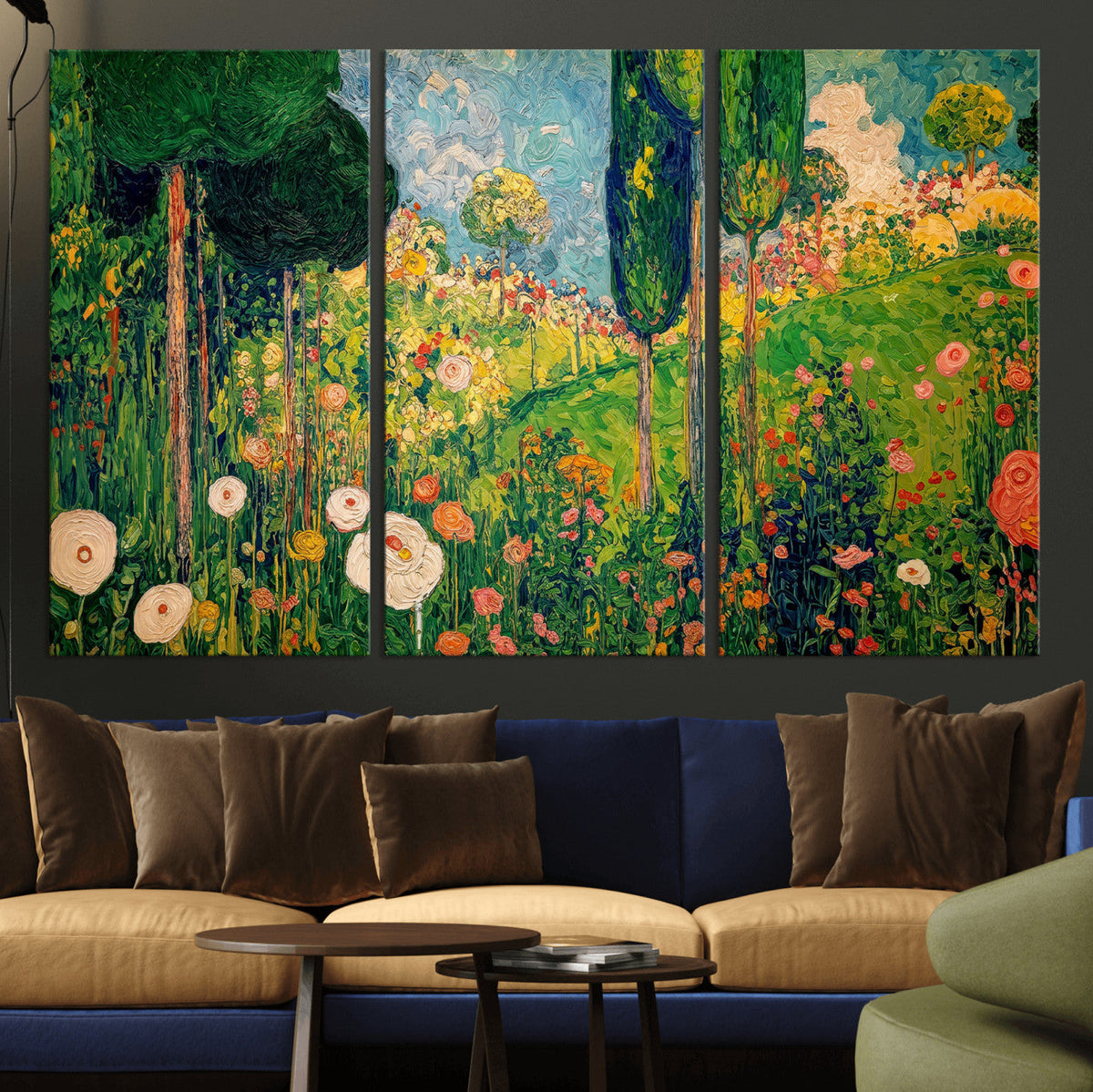 Gustav Klimt Boho Mountain Landscape Large Wall Art,