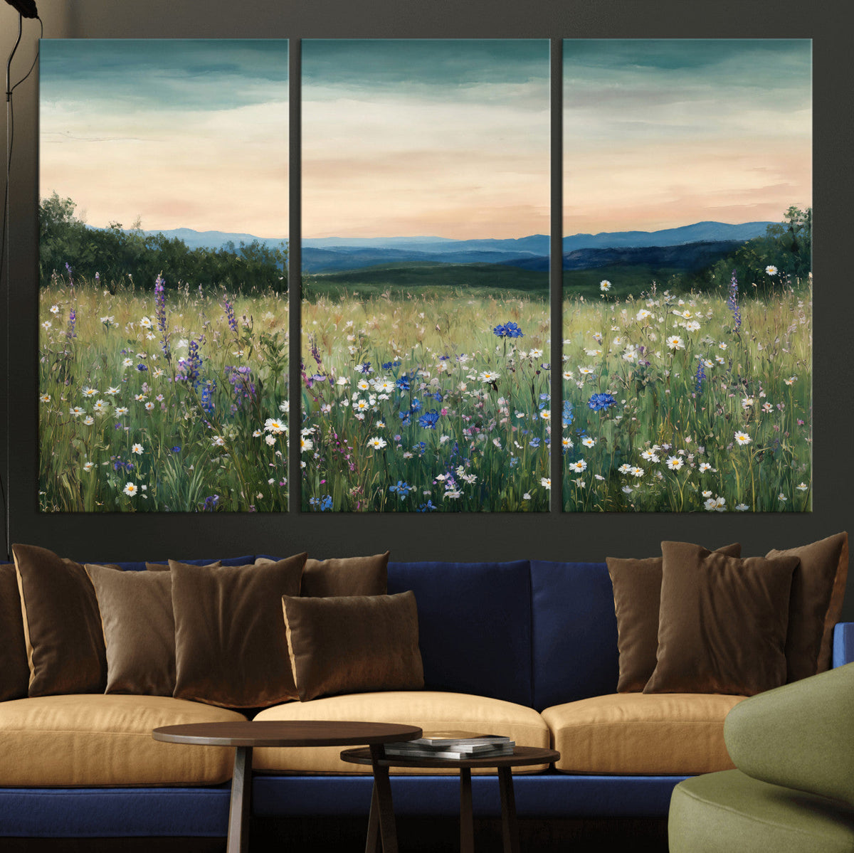 Wildflower Meadow Oil Painting Canvas — Daisy Lavender