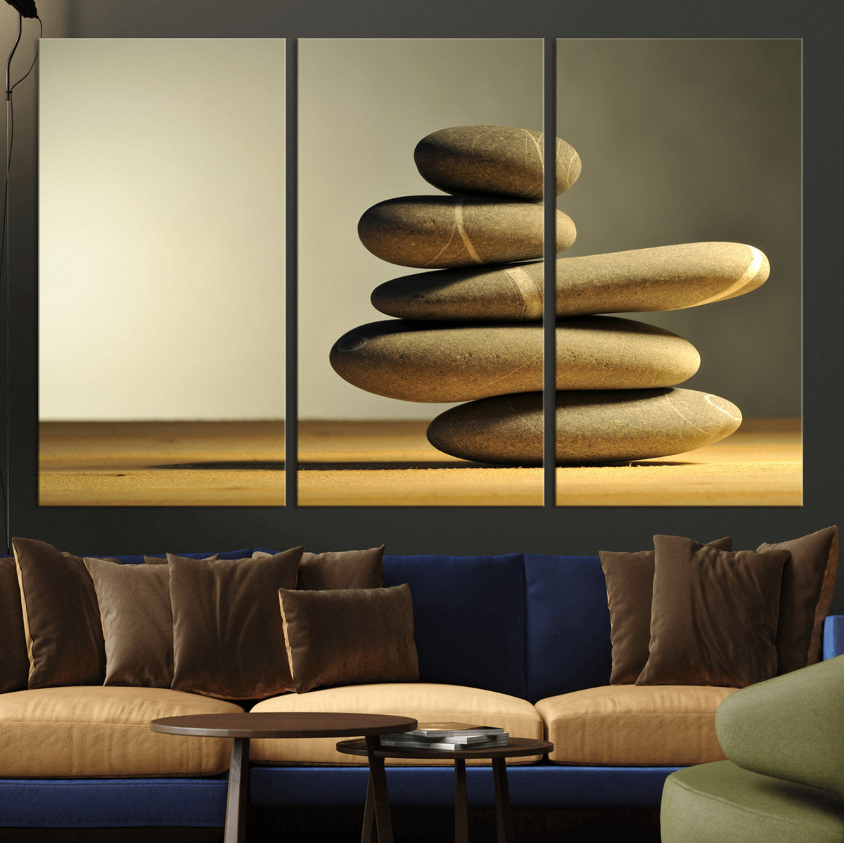 Zen Stone Wall Art Canvas Print, Balanced Rock Stack Framed