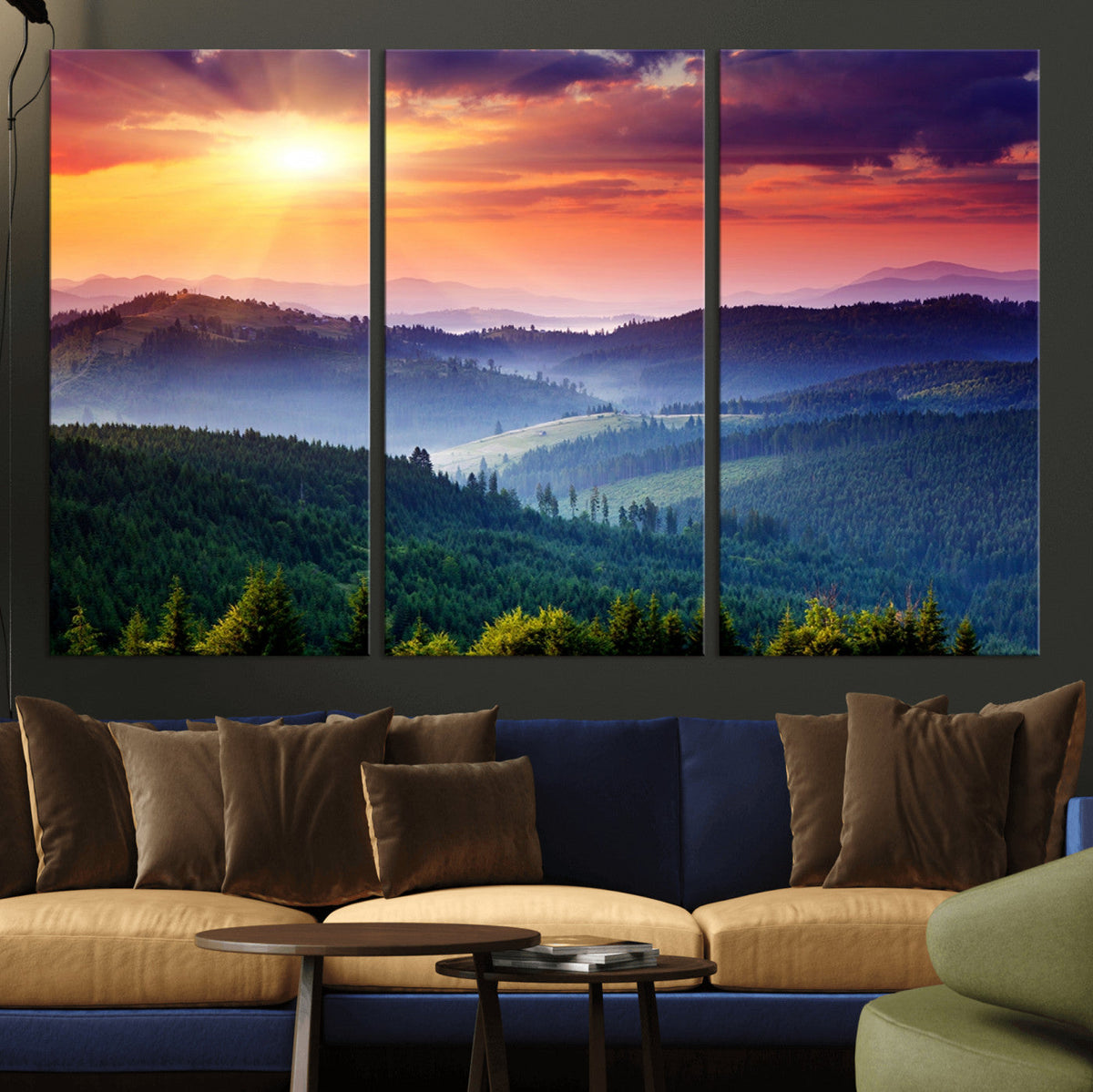 Mountain and Sunset Wall Art Canvas Print