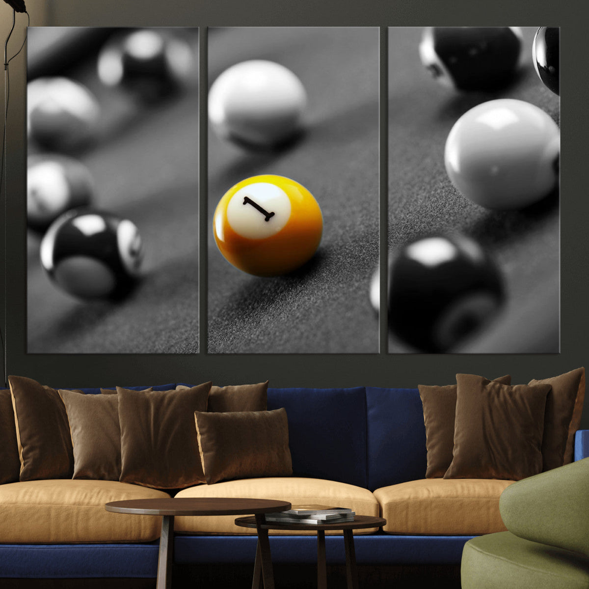 Wall Art Pool Table and Balls Canvas Print