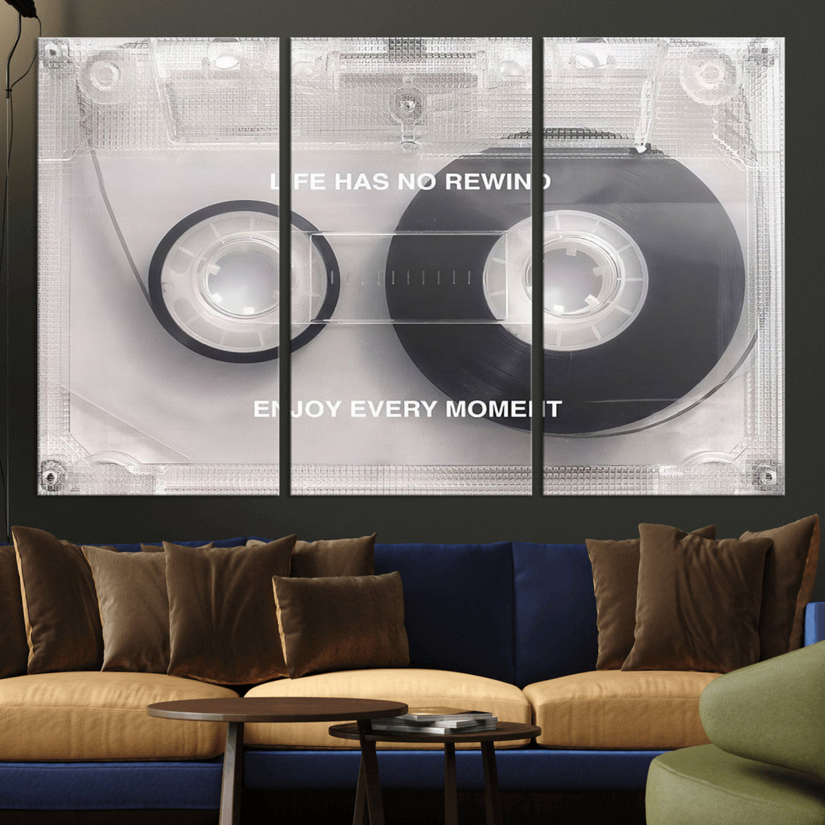 Vintage Cassette Tape Canvas Wall Art - Inspirational 'Life