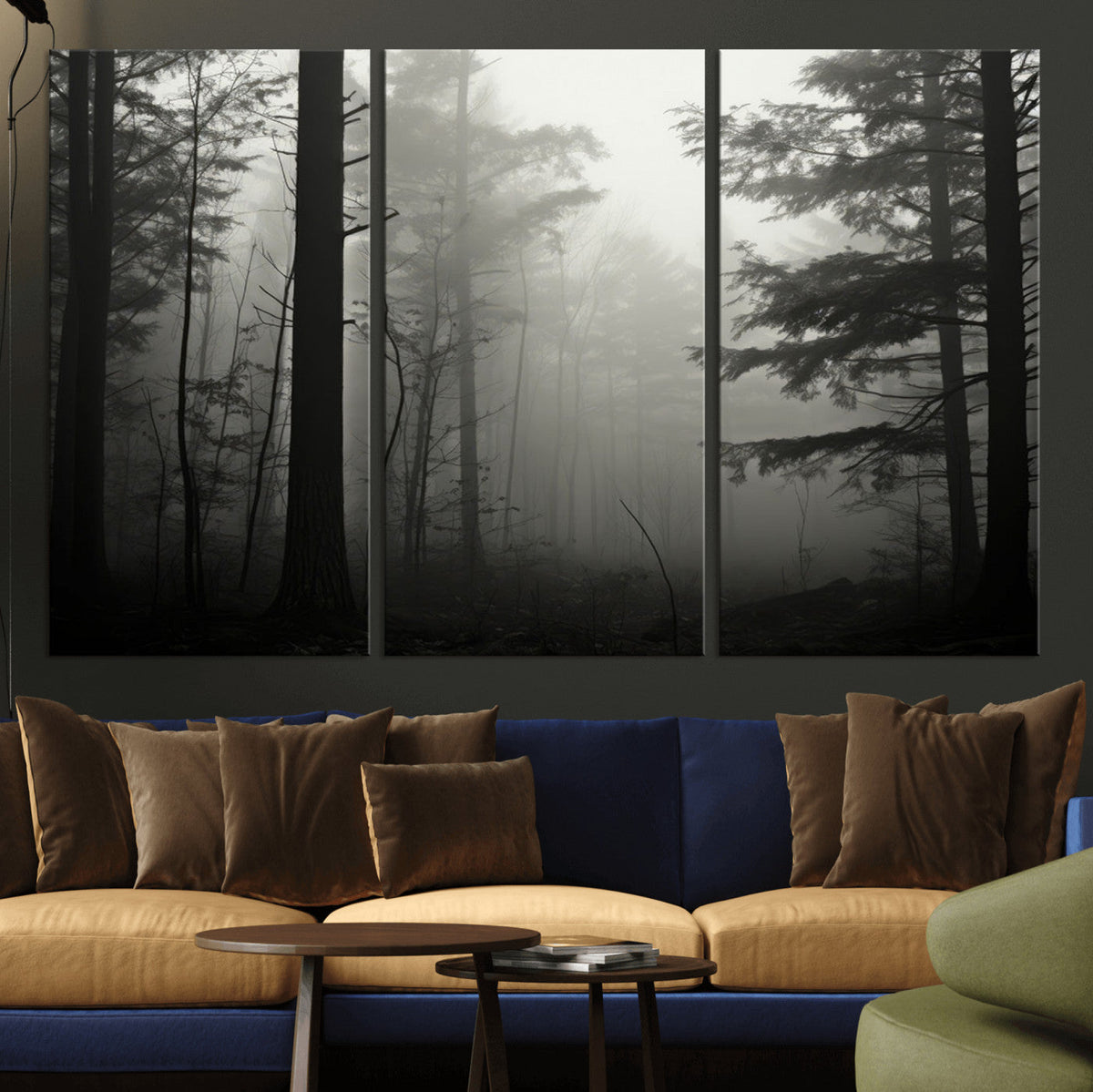Misty Forest Wall Art Premium Canvas Print a Foggy and