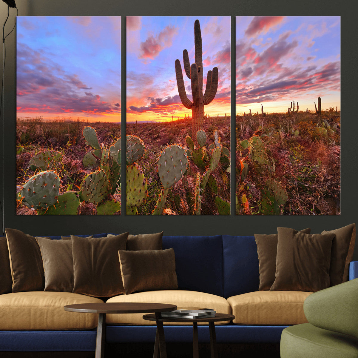 Arizona Desert Wall Art Canvas Print - Framed Deser Sunset