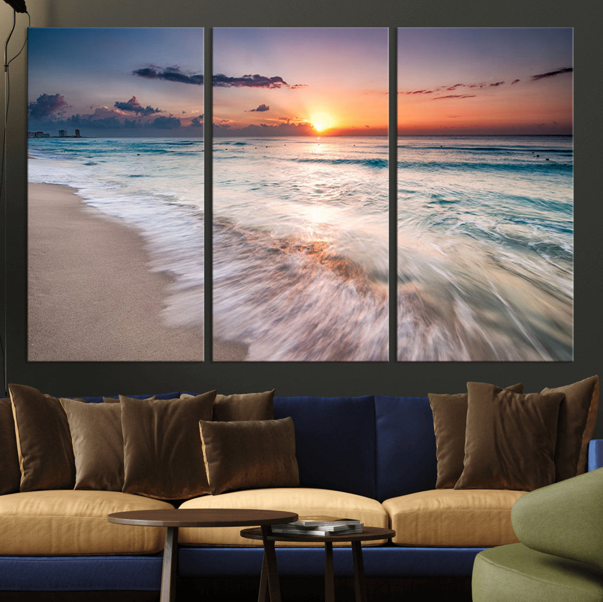 Sunset Beach Wall Art – Soothing Coastal Landscape, Ready to