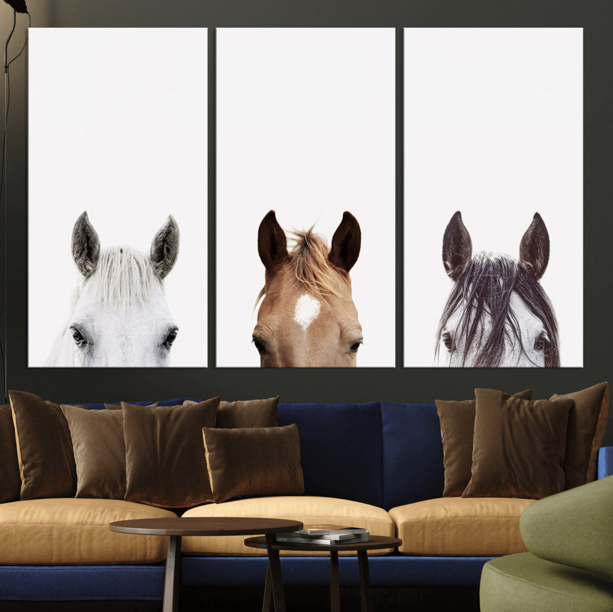 Horse Prints Set, Set of 3 Horse Wall Art, Horses Portraits,