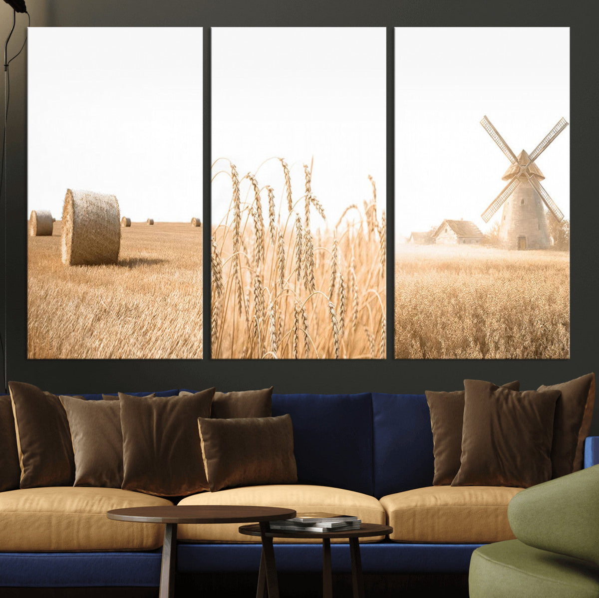 Vintage Farmhouse Triptych Wall Art – Giclée Canvas
