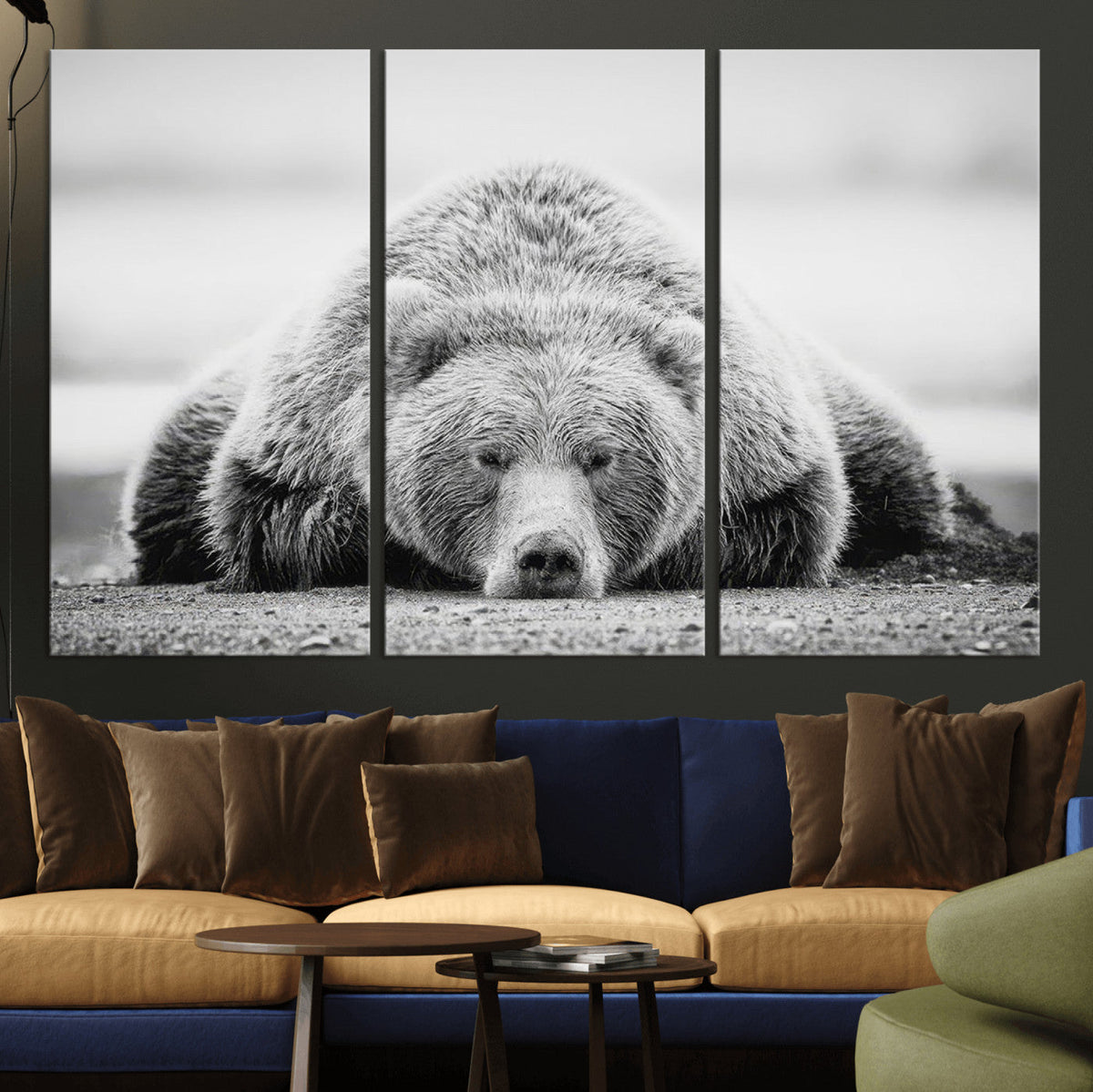 Resting Grizzly Bear Wall Art Canvas Print – Majestic Lazy