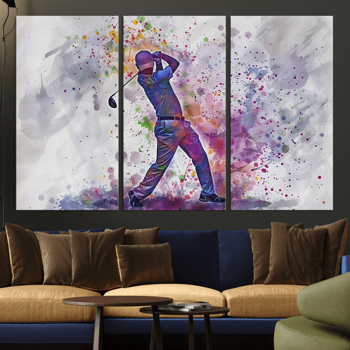 Watercolor Golf Swing Wall Art Canvas Print | Vibrant